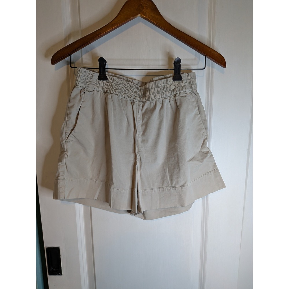 Everlane Easy Chino Shorts Khaki Tan Elastic Waist Cotton Twill Size 4